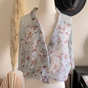 Anthropologie Blue Bird Floral Top Small